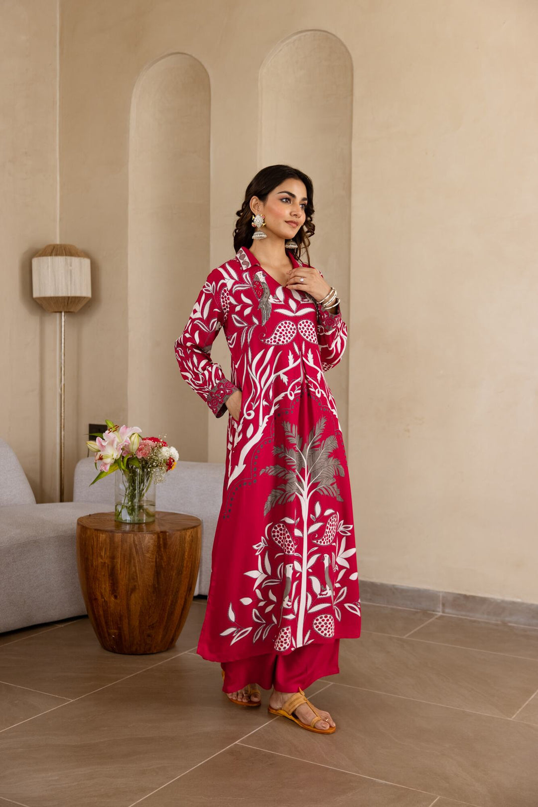 Nehamta Women's Rani German Rayon Kurta & Palazzo Set