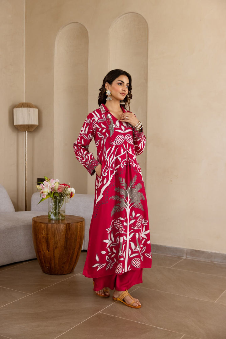 Nehamta Women's Rani German Rayon Kurta & Palazzo Set