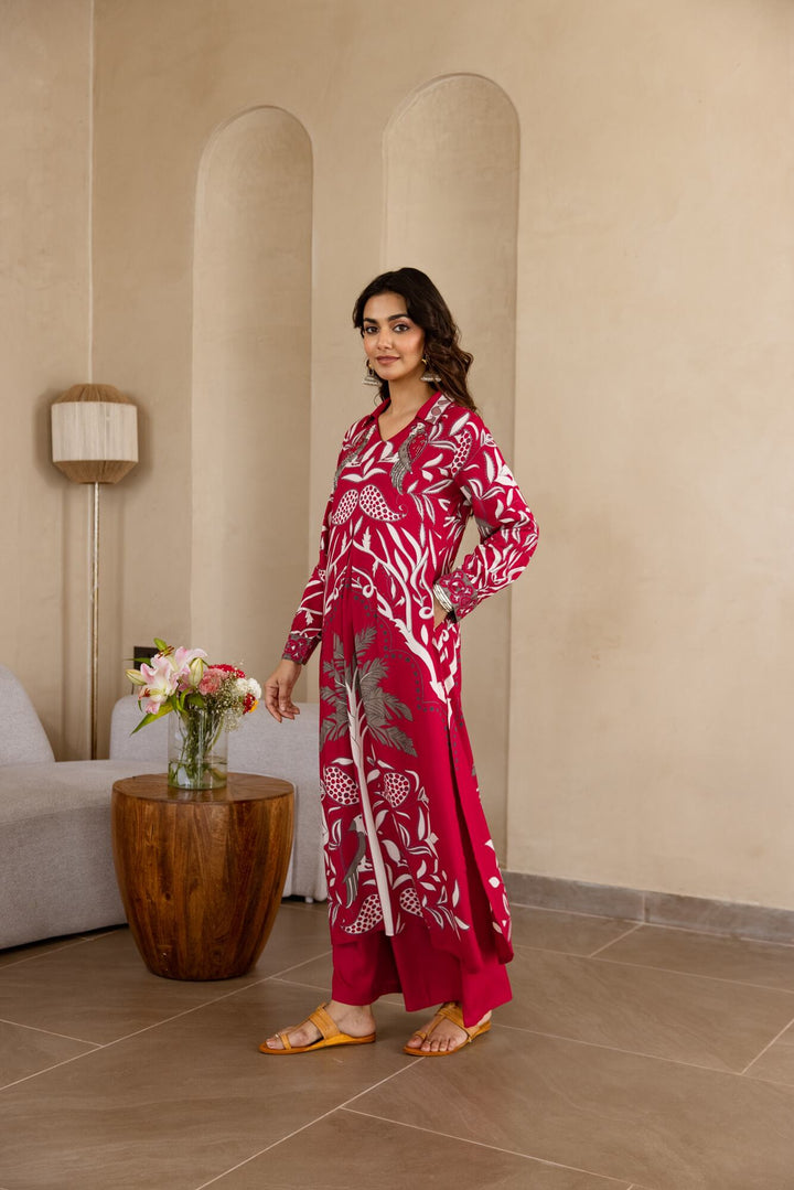 Nehamta Women's Rani German Rayon Kurta & Palazzo Set