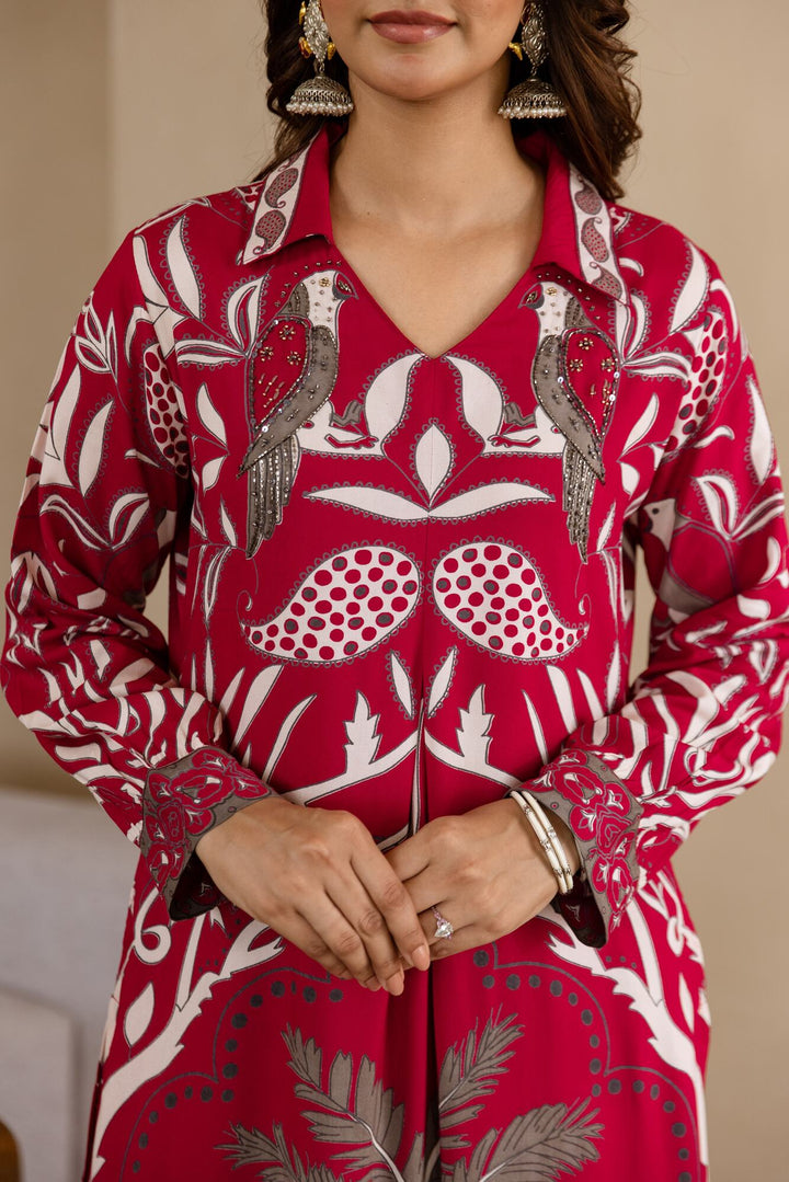 Nehamta Women's Rani German Rayon Kurta & Palazzo Set