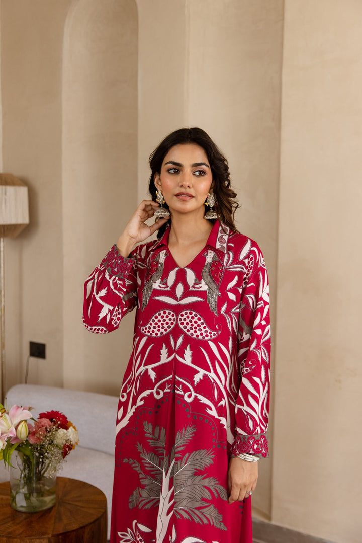 Nehamta Women's Rani German Rayon Kurta & Palazzo Set