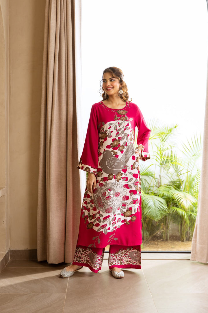 Nehamta Women's Rani German Rayon Kurta & Palazzo Set