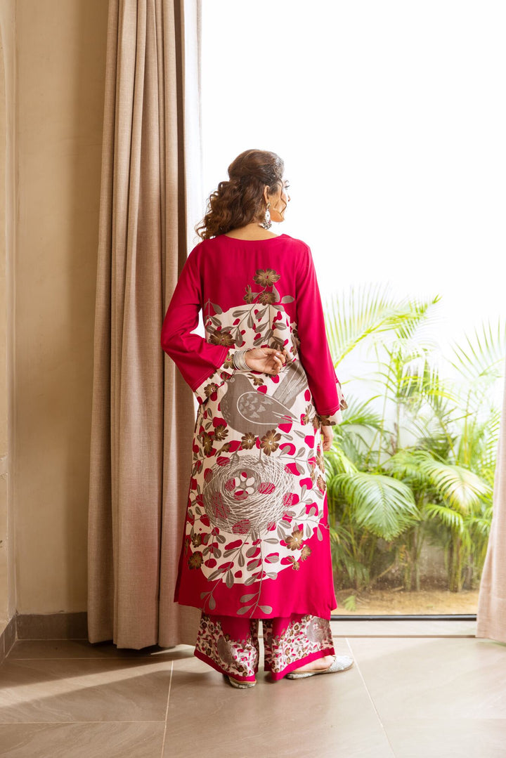 Nehamta Women's Rani German Rayon Kurta & Palazzo Set