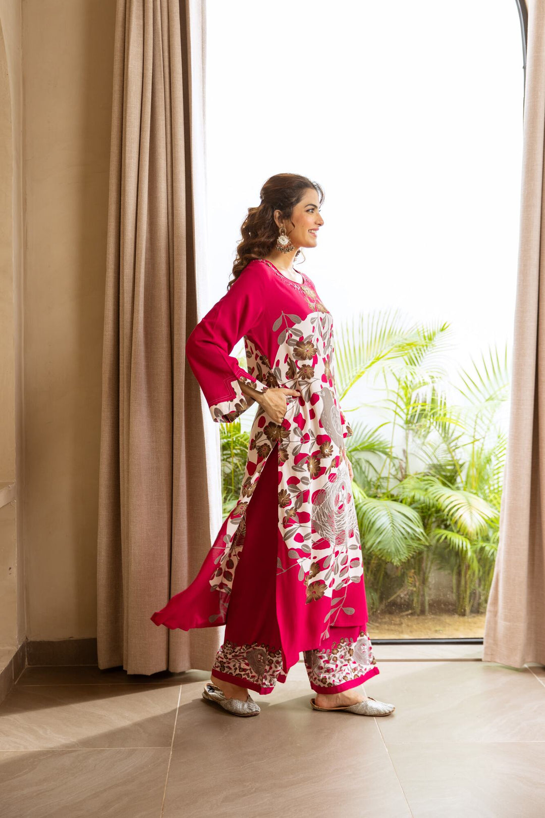 Nehamta Women's Rani German Rayon Kurta & Palazzo Set