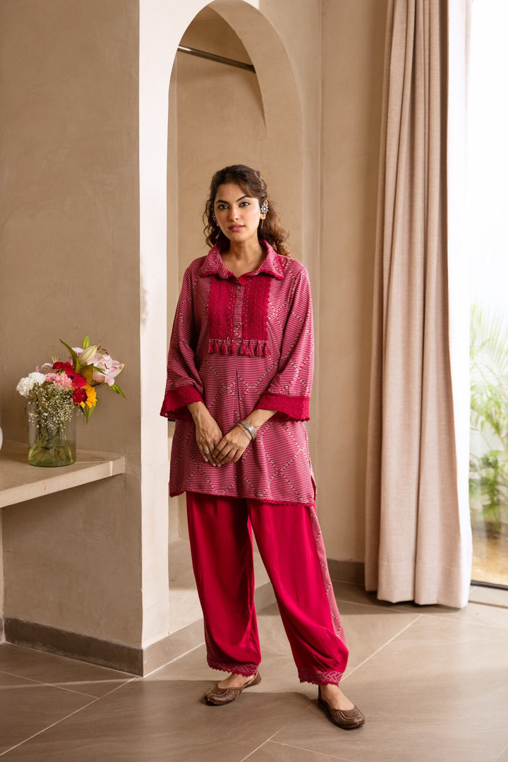 Nehamta Women's Rani German Rayon Tunic & Salwar Set