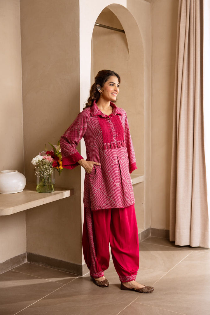 Nehamta Women's Rani German Rayon Tunic & Salwar Set