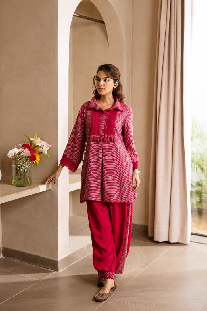 Nehamta Women's Rani German Rayon Tunic & Salwar Set