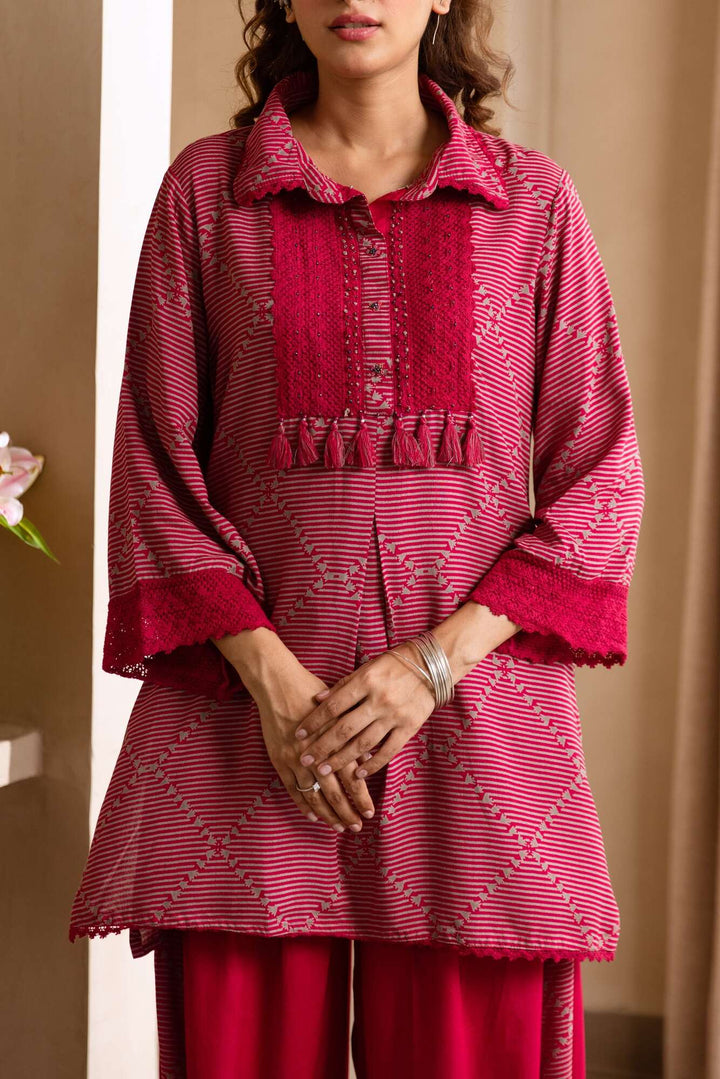 Nehamta Women's Rani German Rayon Tunic & Salwar Set