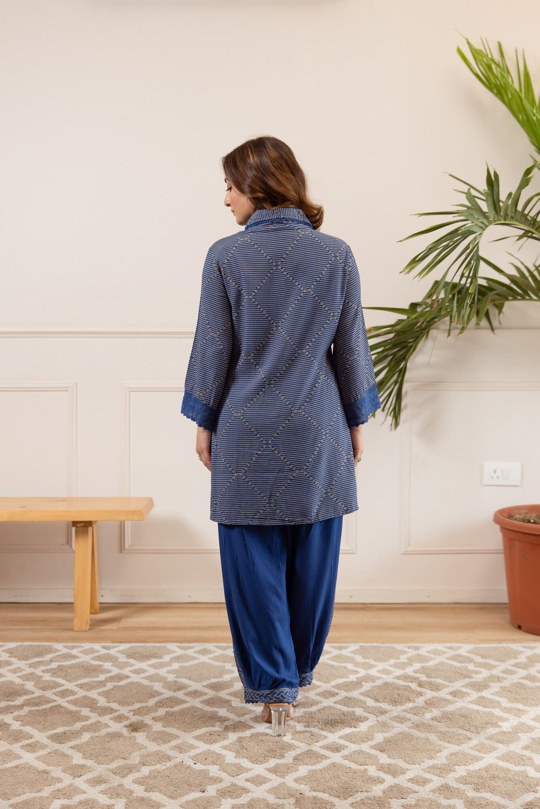 Nehamta Women's Blue German Rayon Tunic & Salwar Set