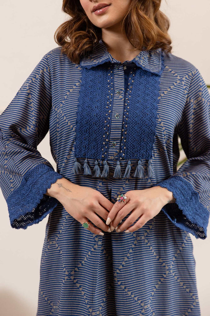 Nehamta Women's Blue German Rayon Tunic & Salwar Set