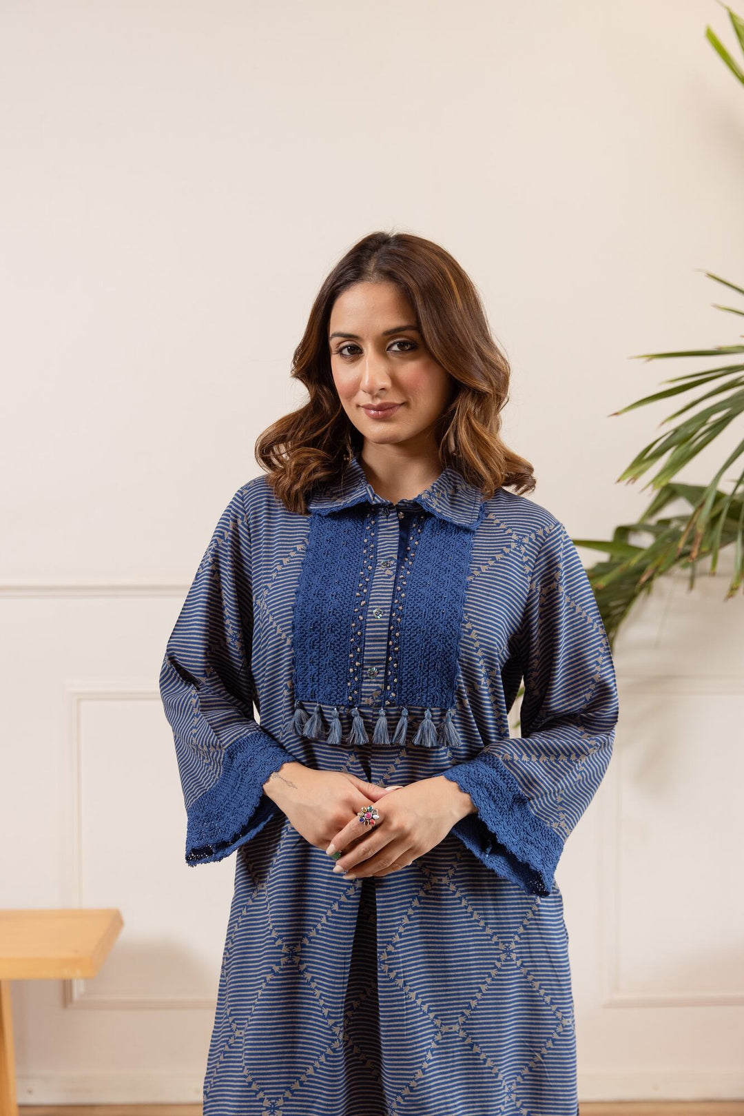 Nehamta Women's Blue German Rayon Tunic & Salwar Set