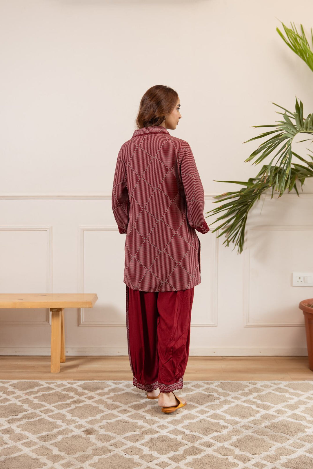 Nehamta Women's Maroon German Rayon Tunic & Salwar Set