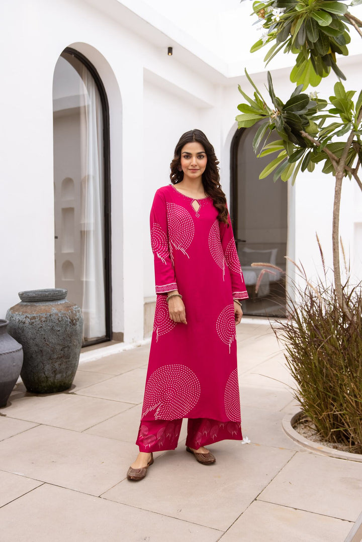 Nehamta Women's Rani German Rayon Kurta & Palazzo Set