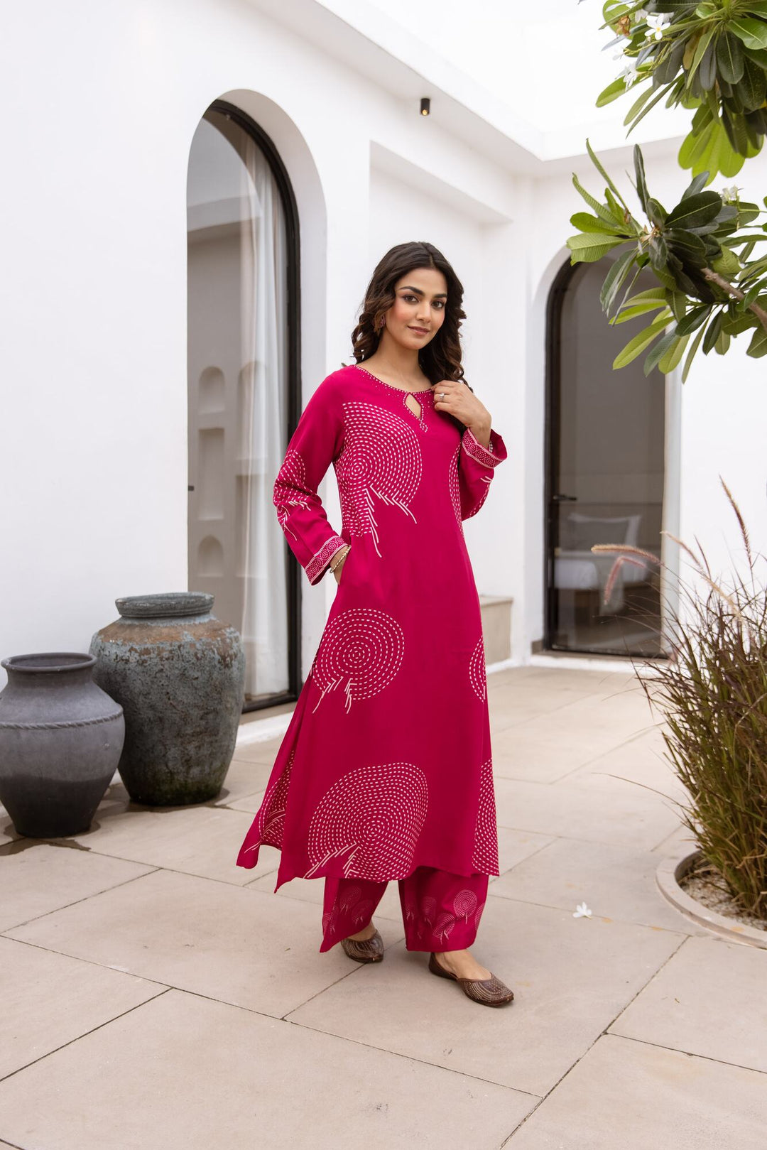 Nehamta Women's Rani German Rayon Kurta & Palazzo Set