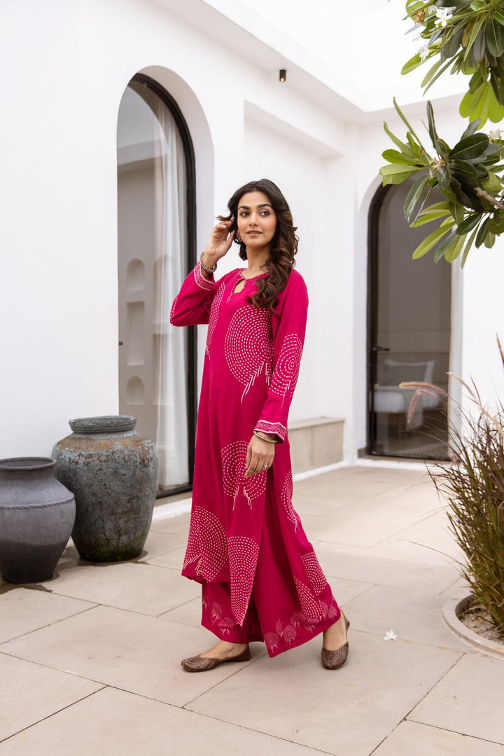 Nehamta Women's Rani German Rayon Kurta & Palazzo Set