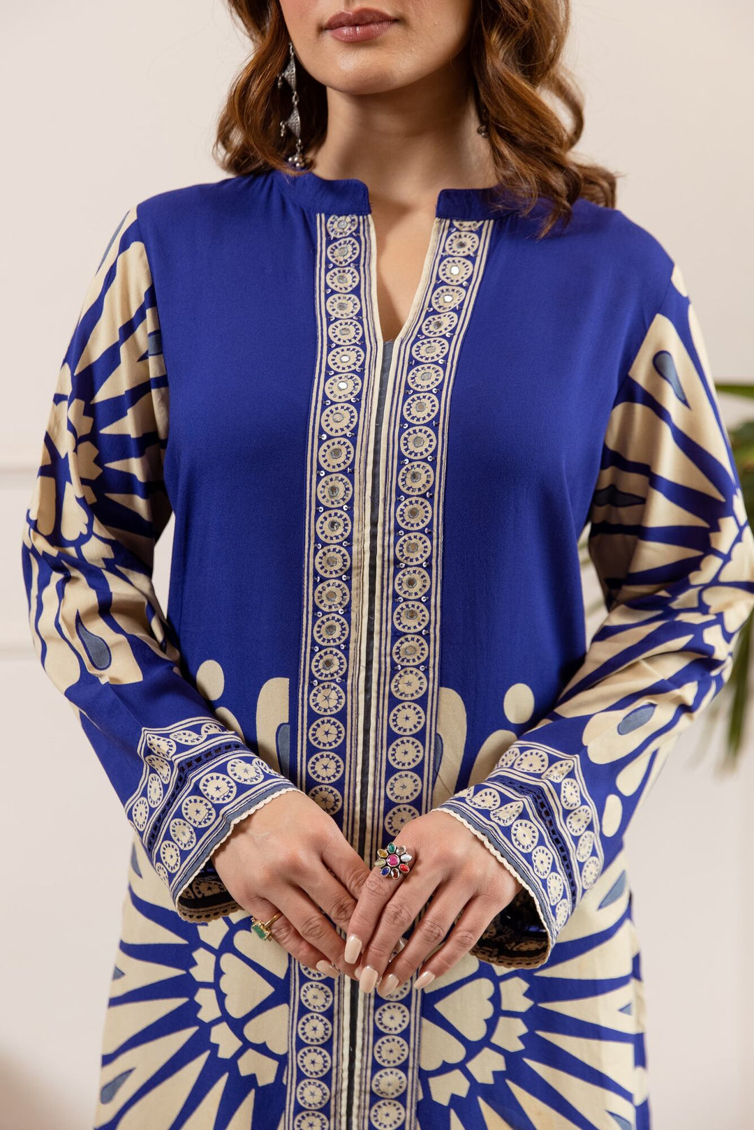 Nehamta Women's Blue German Rayon Kurta & Palazzo Set