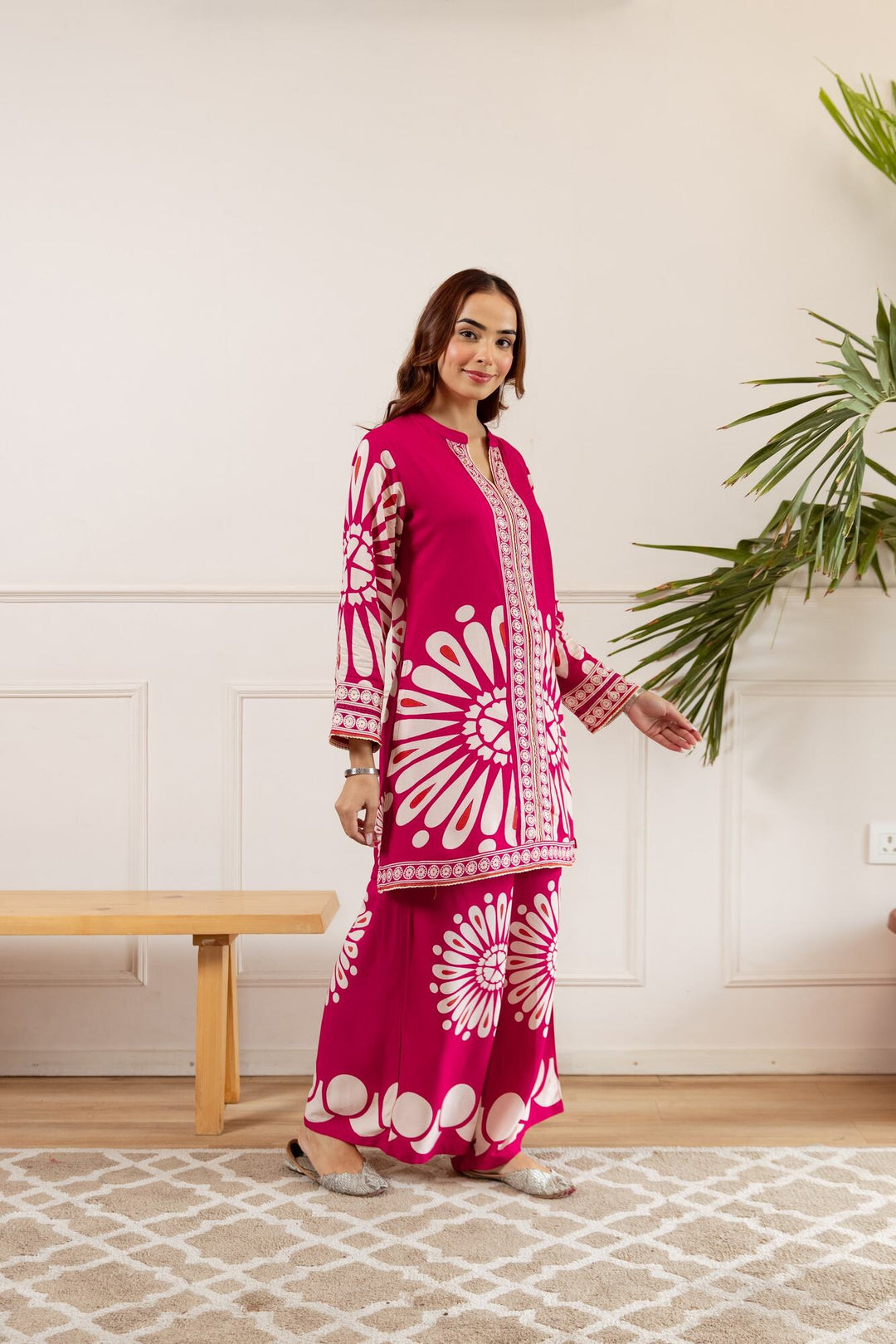 Nehamta Women's Rani German Rayon Kurta & Palazzo Set