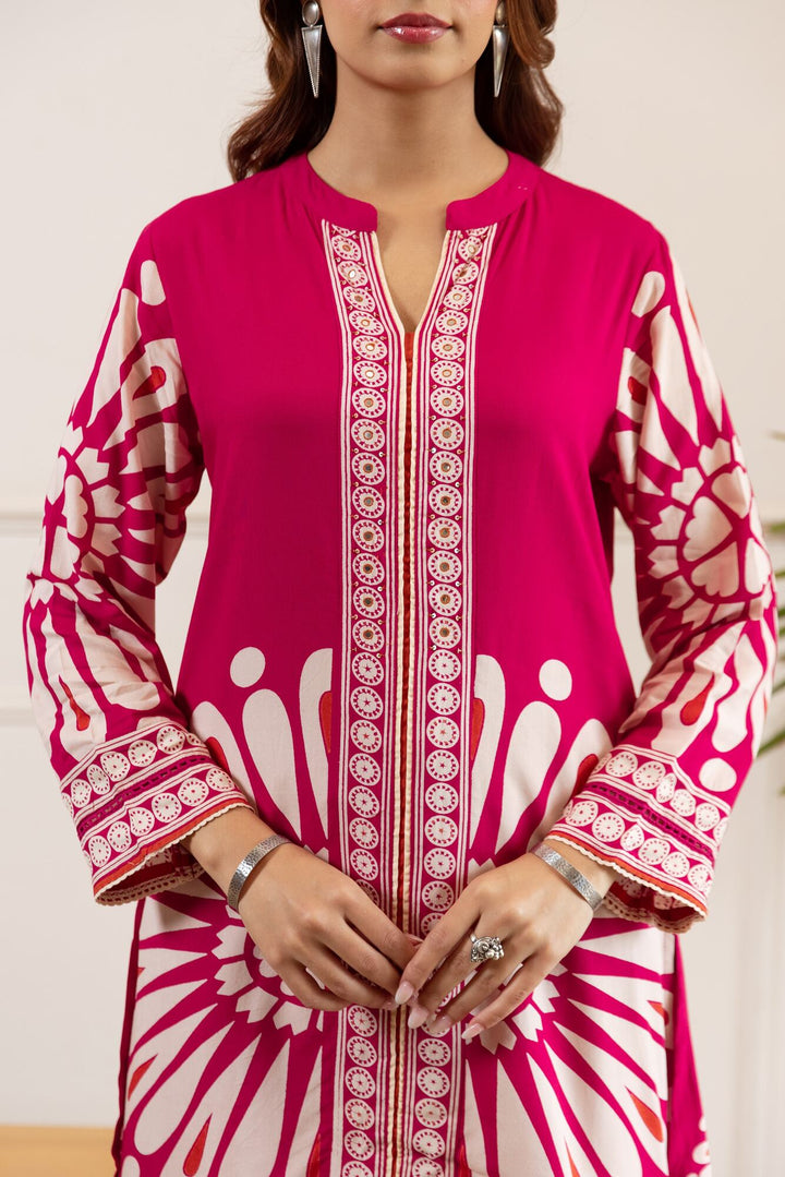 Nehamta Women's Rani German Rayon Kurta & Palazzo Set