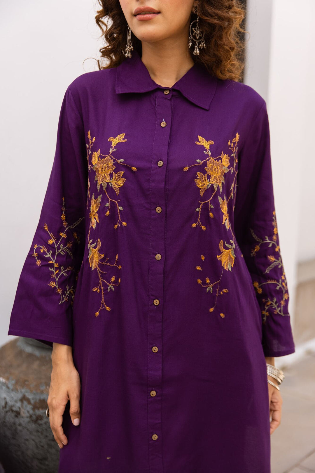 Nehamta Women's Purple German Rayon Tunic & 1 Salwar Co-Ords Set