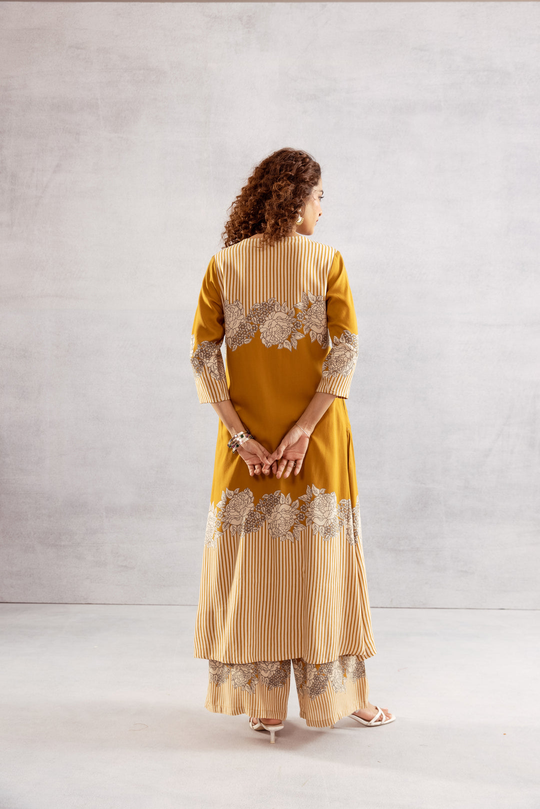 Nehamta Women's Mustard German Rayon Kurta & Palazzo Set