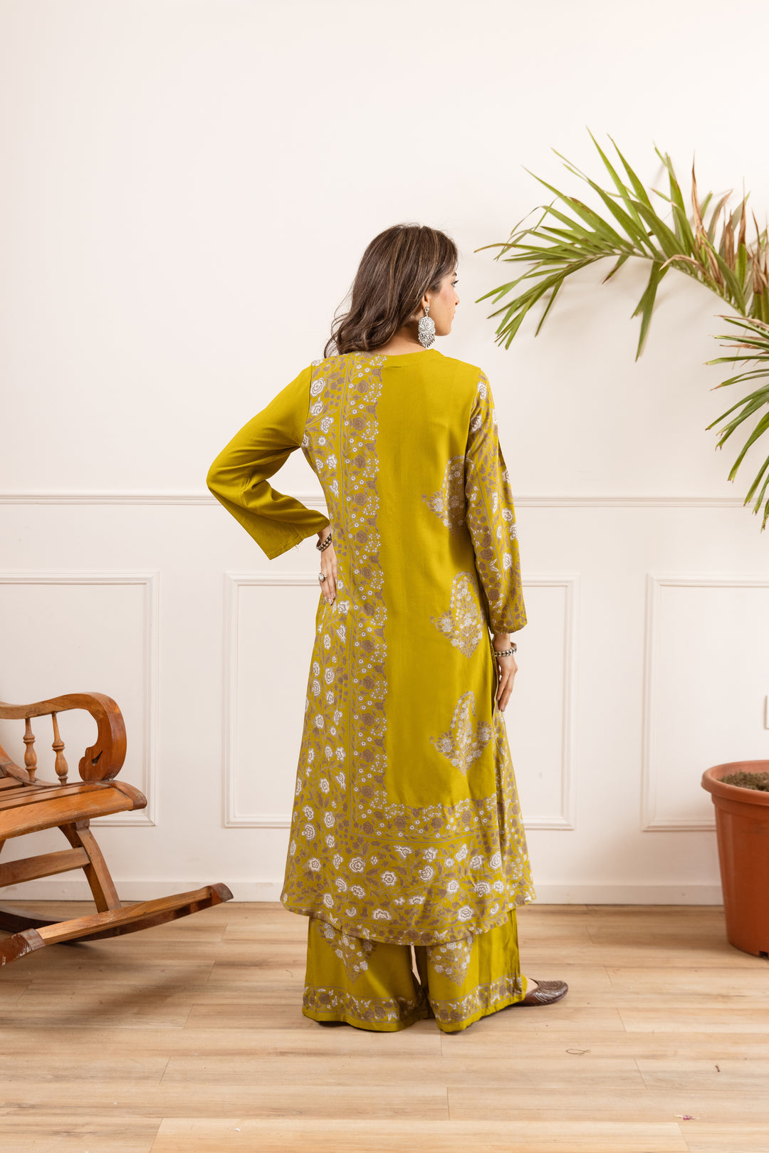Nehamta Women's Mustard Rayon Kurta & Palazzo Set
