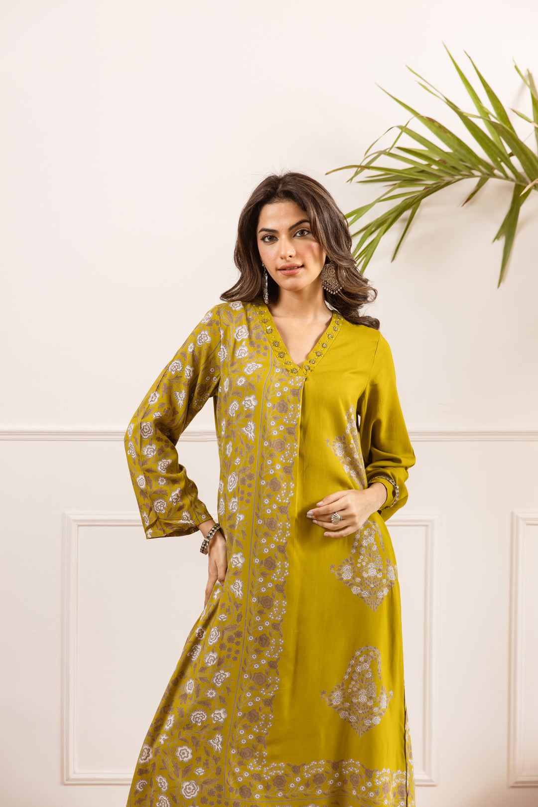 Nehamta Women's Mustard Rayon Kurta & Palazzo Set