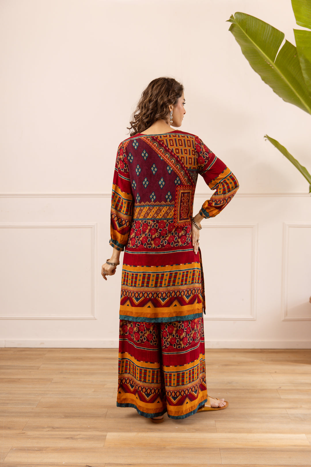 Nehamta Women's Maroon Rayon Kurta & Palazzo Set