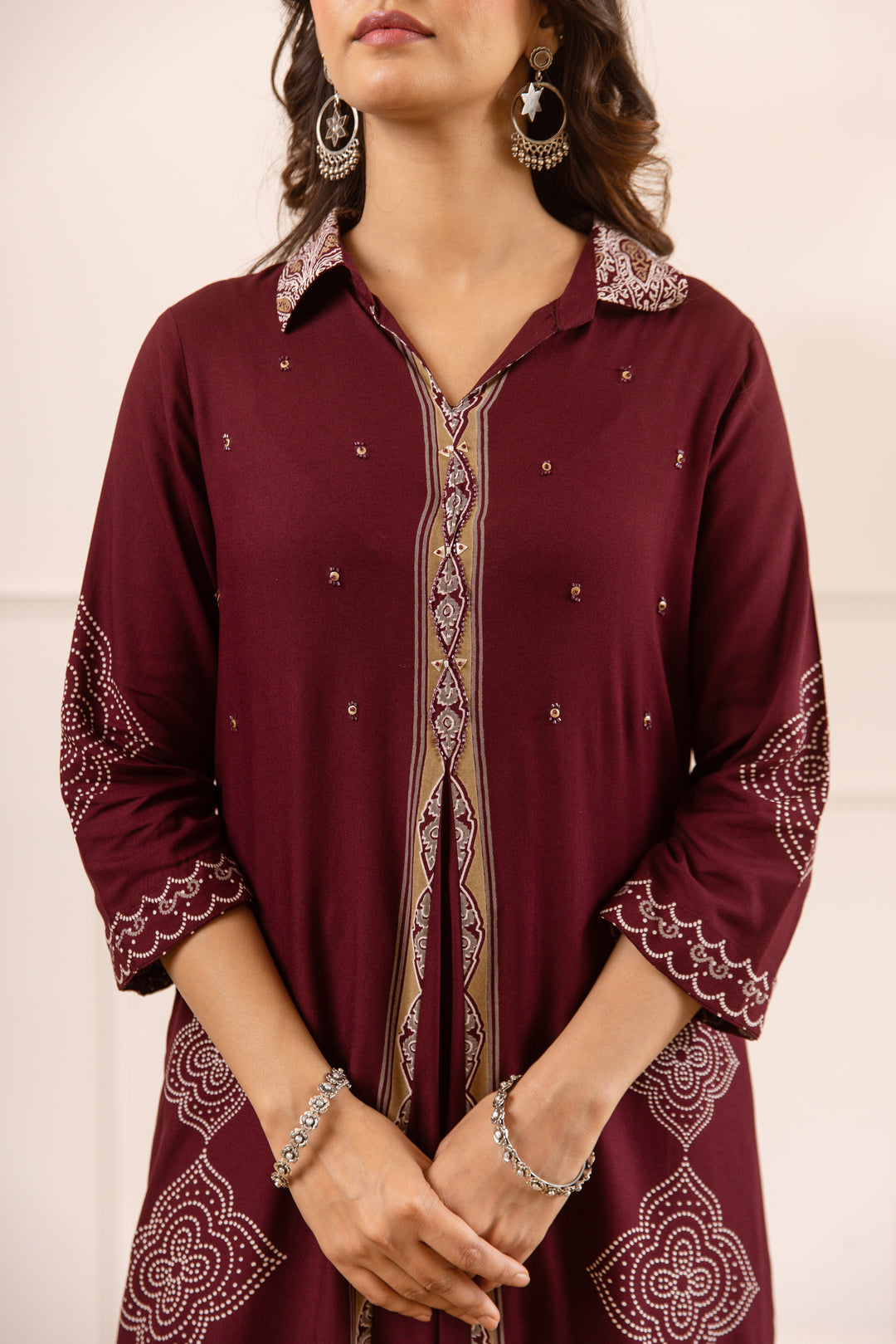 Nehamta Women's Maroon Rayon Kurta & Palazzo Set