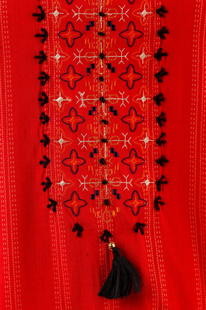 Red Color Rayon Straight Womens Kurta with Pant