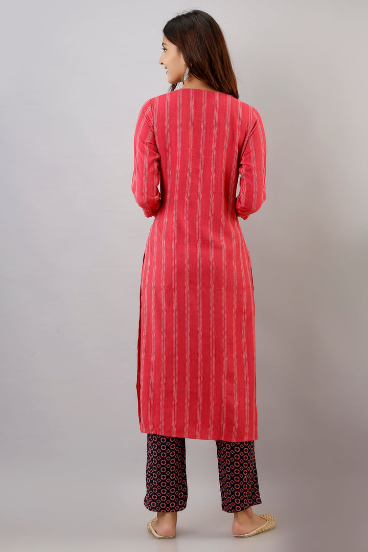 Peach Color Rayon Straight Womens Kurta with Pant