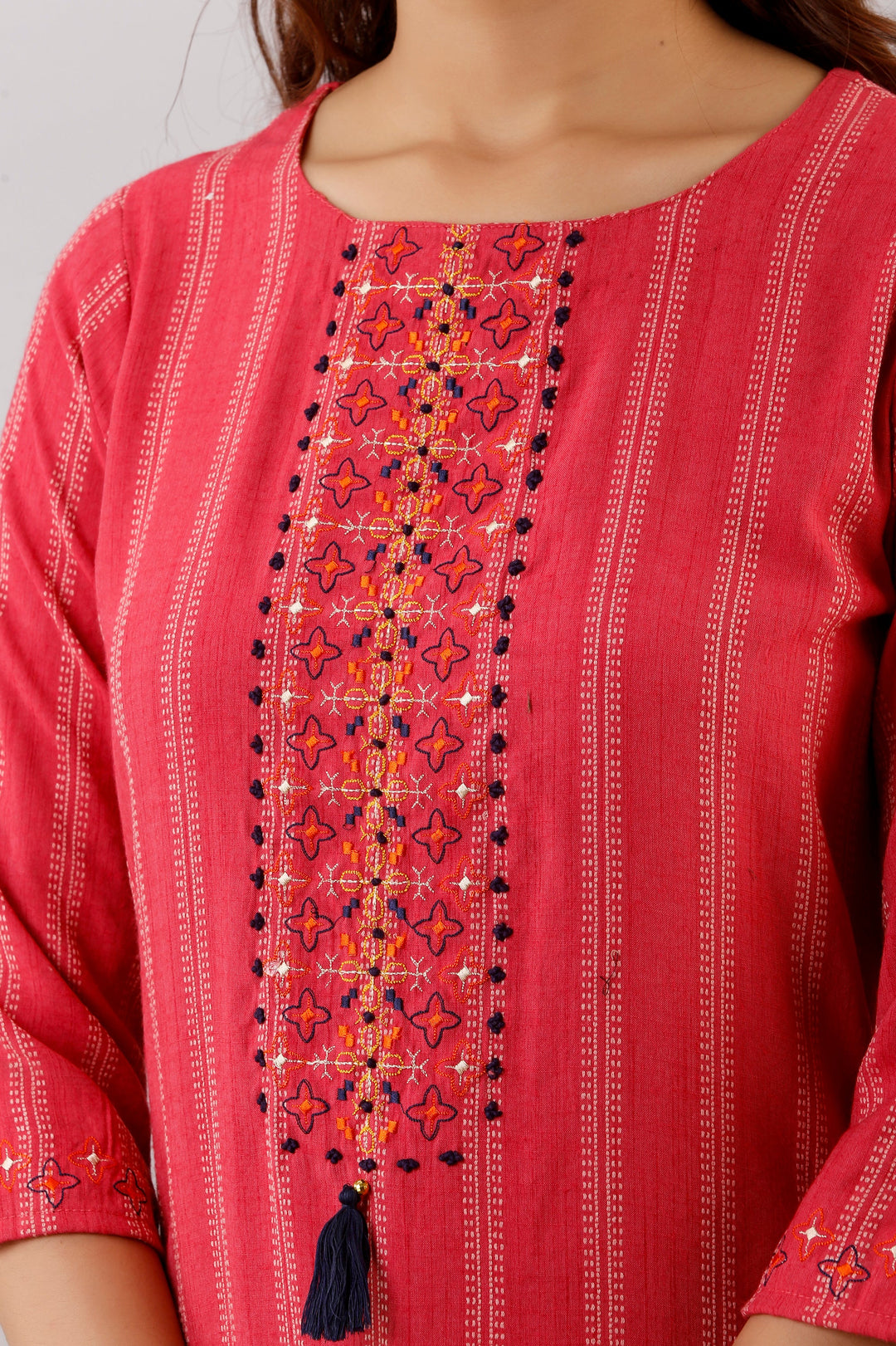 Peach Color Rayon Straight Womens Kurta with Pant