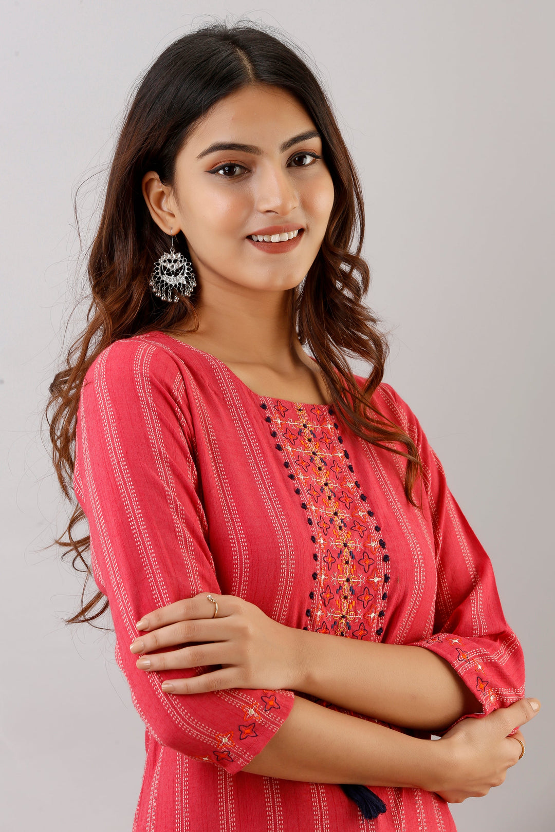 Peach Color Rayon Straight Womens Kurta with Pant