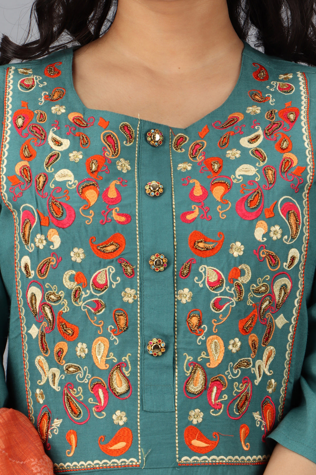 Turquoise Rayon Synthetic Straight Womens Kurta Set