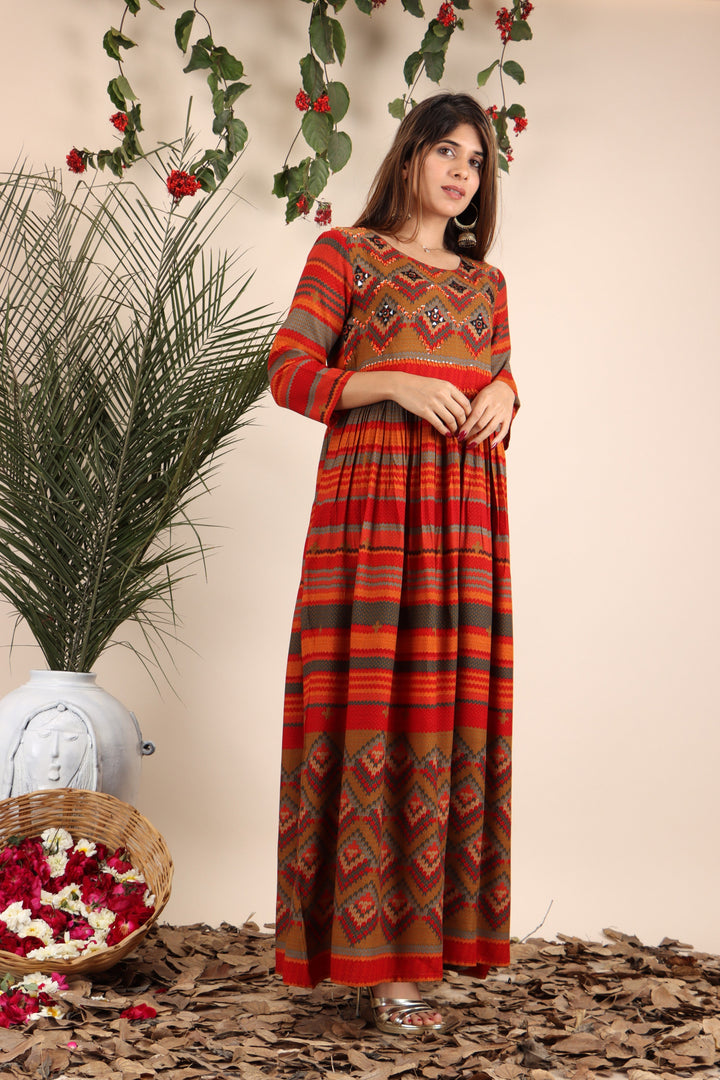 Multi Color Rayon Anarkali Womens Kurta