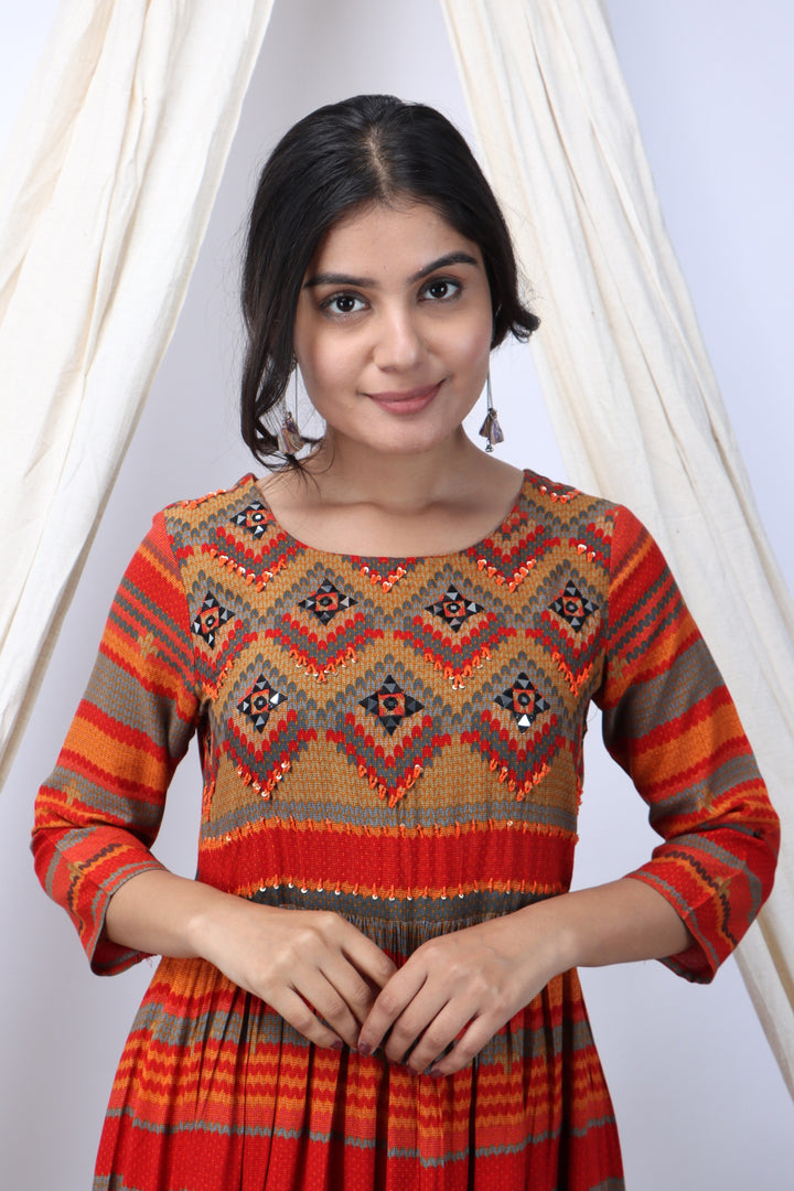 Multi Color Rayon Anarkali Womens Kurta