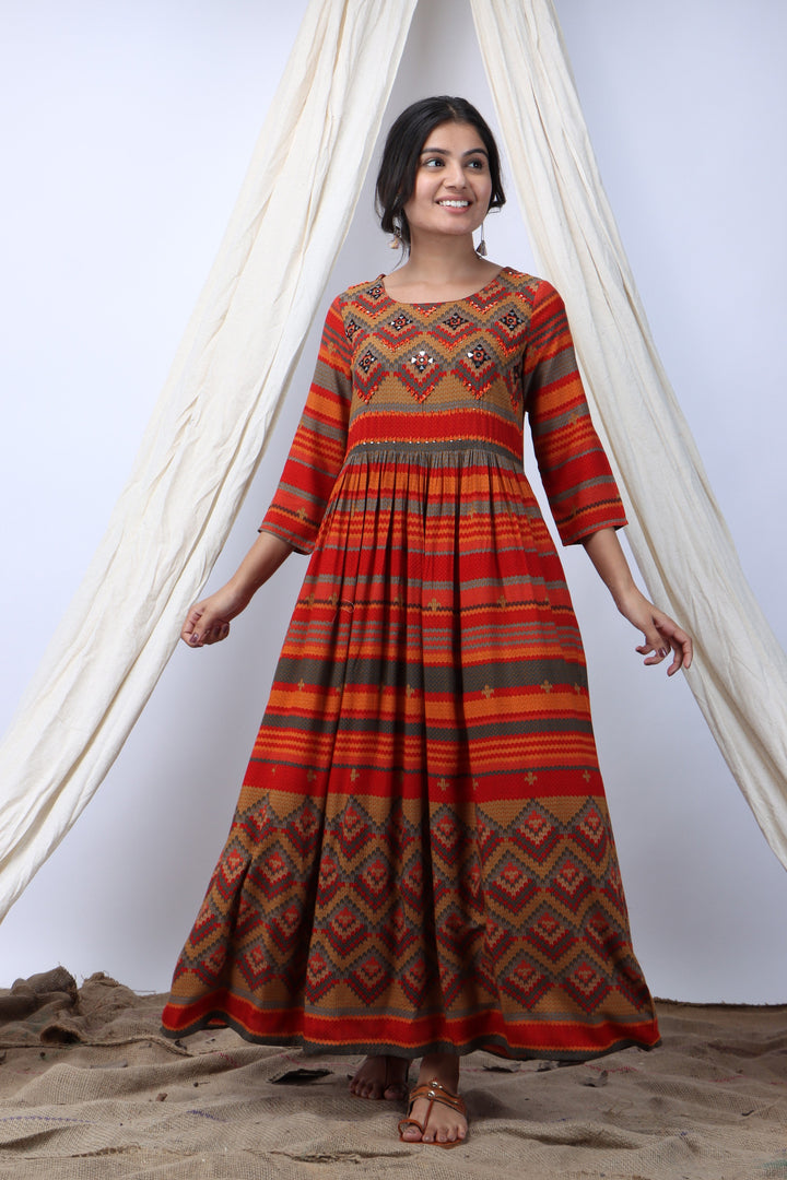 Multi Color Rayon Anarkali Womens Kurta