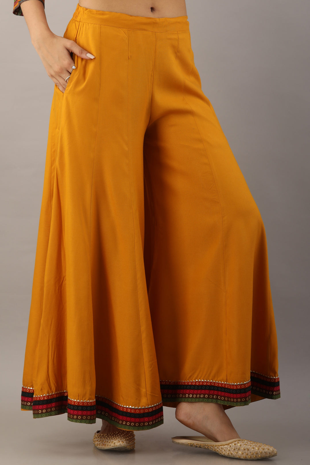 Multicolor Rayon Straight Womens Kurta with Divider Palazzo Set