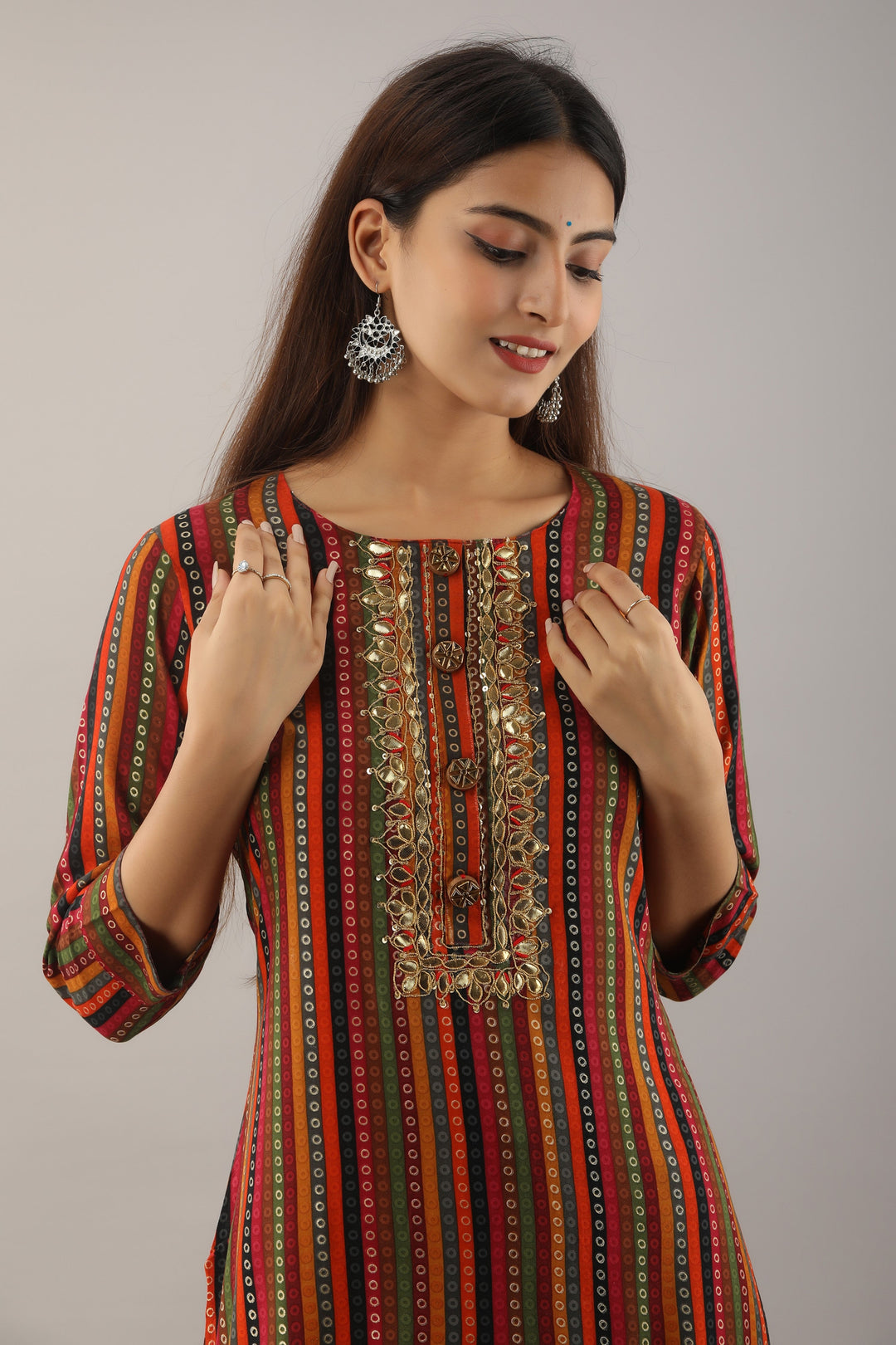 Multicolor Rayon Straight Womens Kurta with Divider Palazzo Set