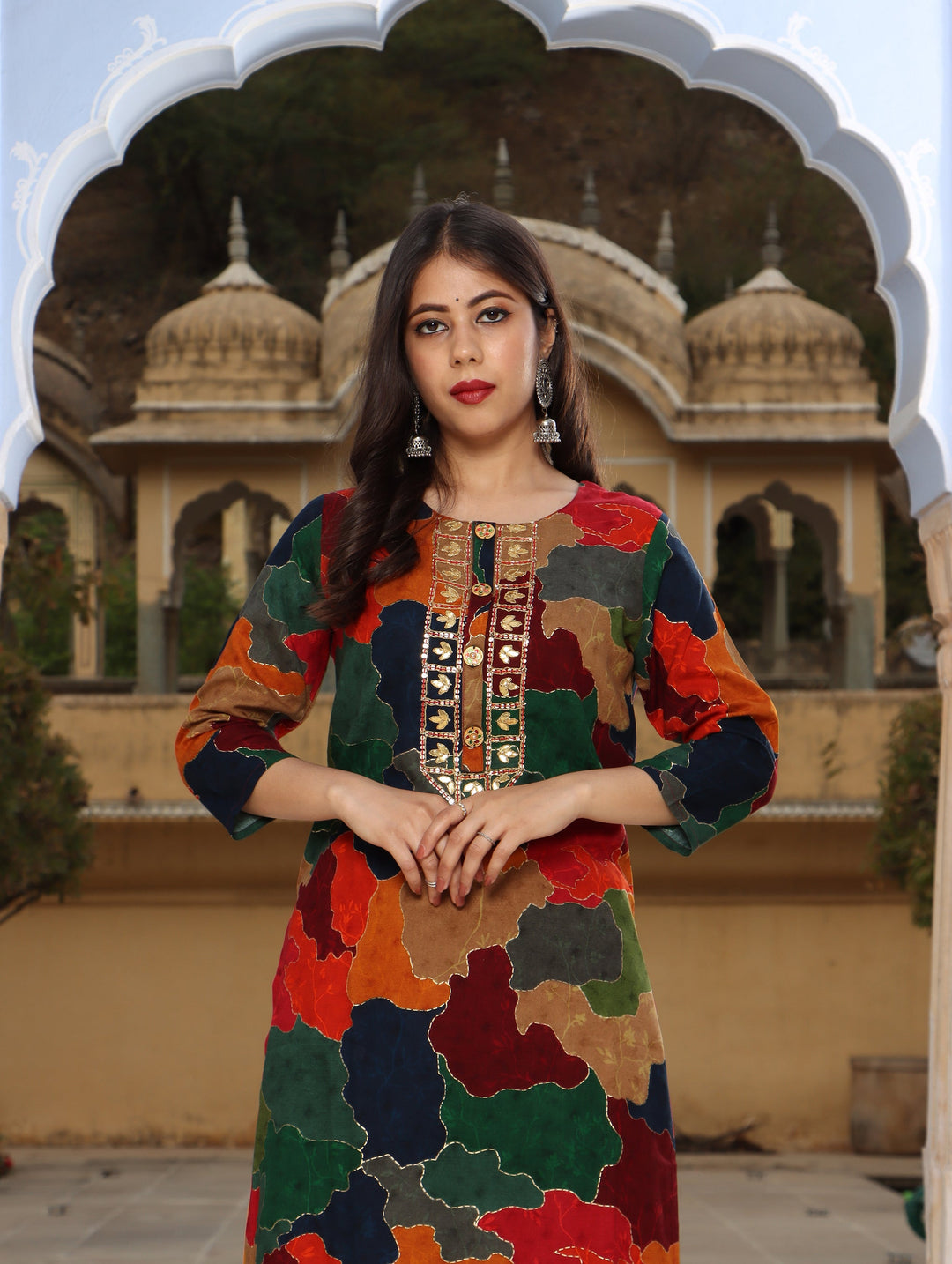 Multicolor Rayon Straight Women's Kurta with Divider Palazzo Set