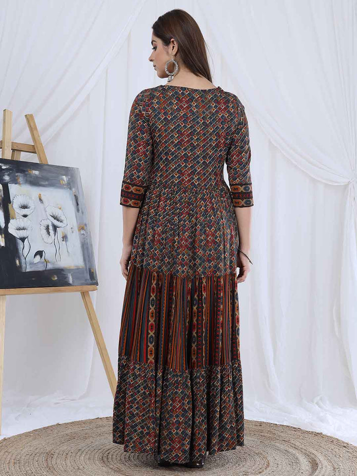 Anarkali Multicolor Geometric Dress