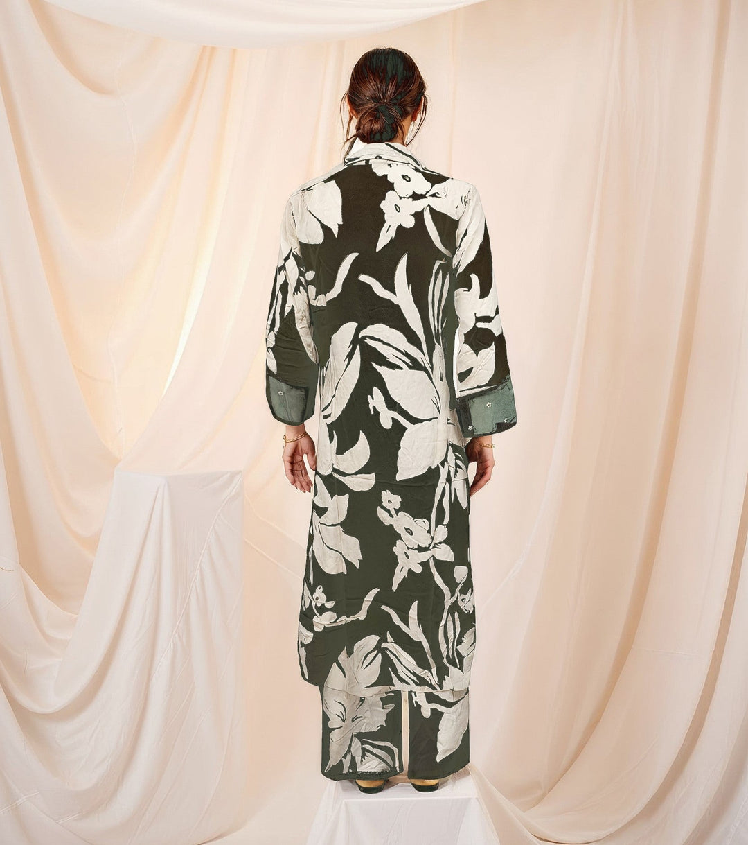 Nehamta Women's Green Rayon Kurta, Palazzo Set