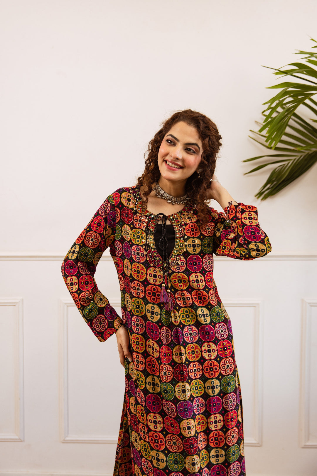 Nehamta Women's Multicolor German Rayon Kurta & Palazzo Set