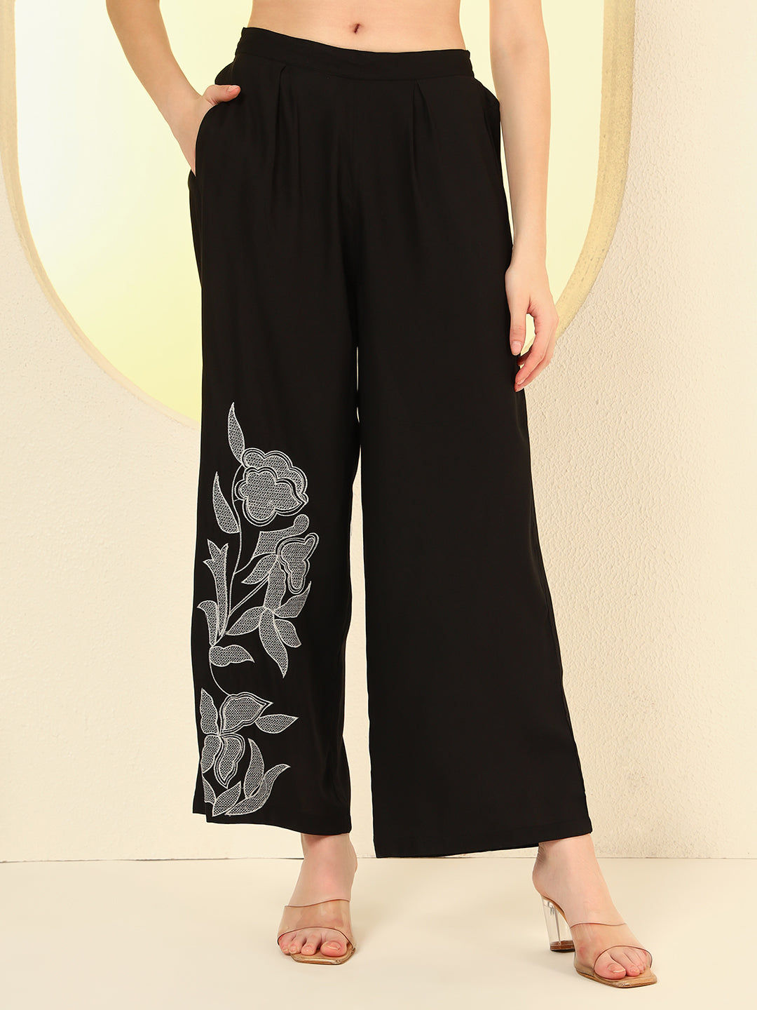 Nehamta Women's Black Rayon Co-Ord Set