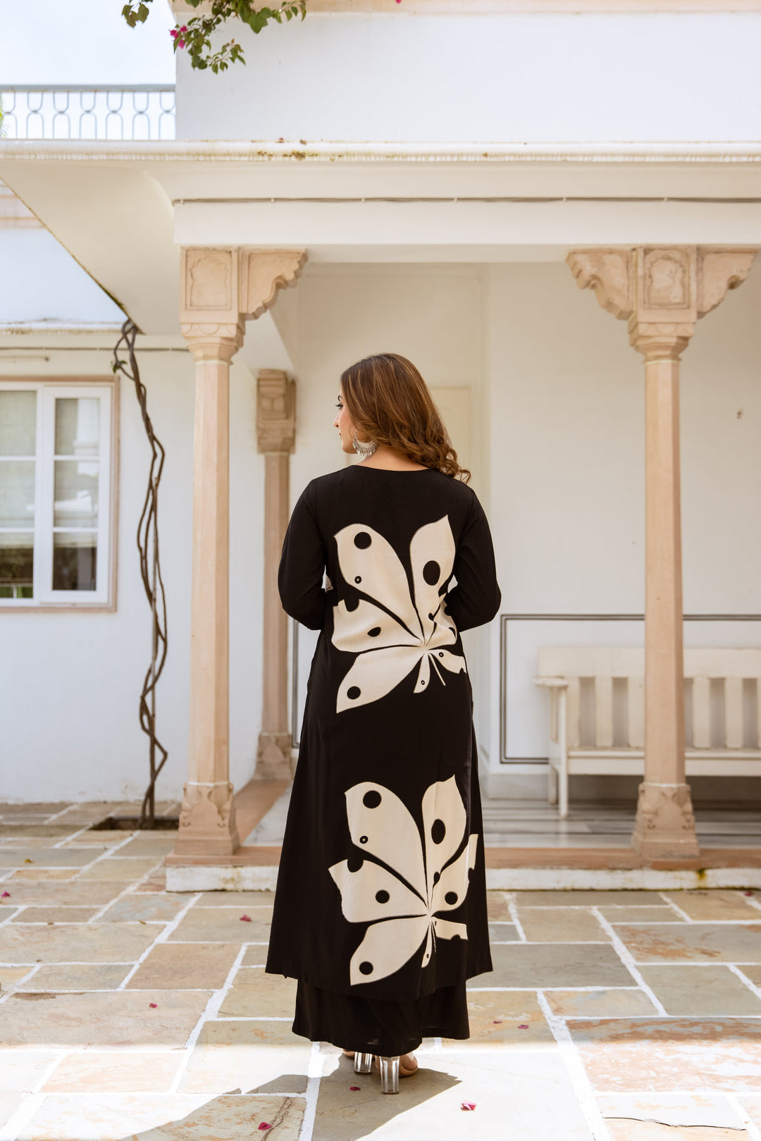 Nehamta Women's Black German Rayon Kurta & Palazzo Set