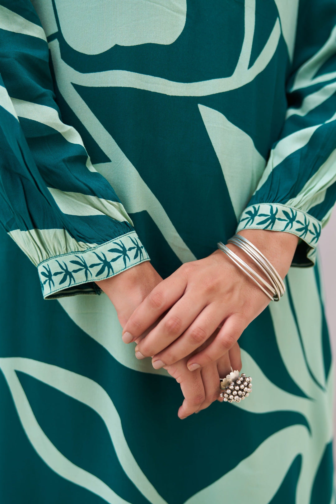 Nehamta Women's Teal Blue German Rayon Kurta & Palazzo Set