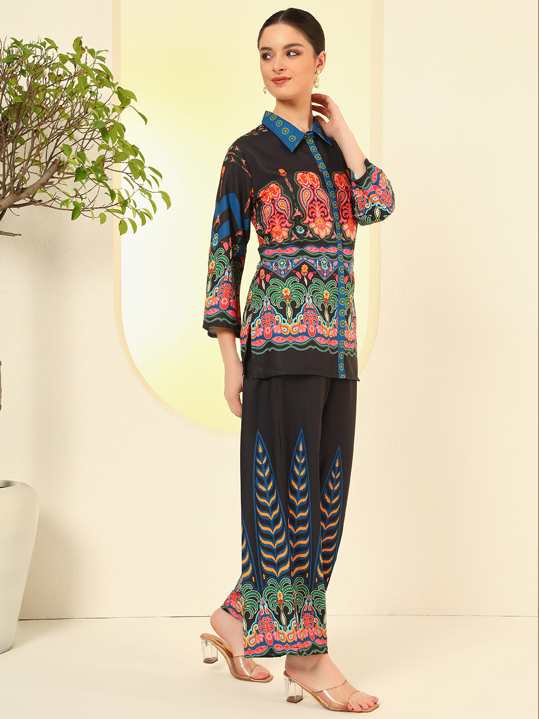 Nehamta Women's Multicolor Polyester Co-Ord Set