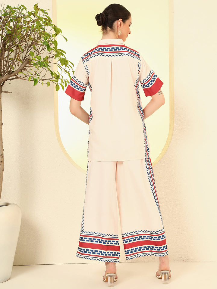 Nehamta Women's Cream Polyester Co-Ord Set