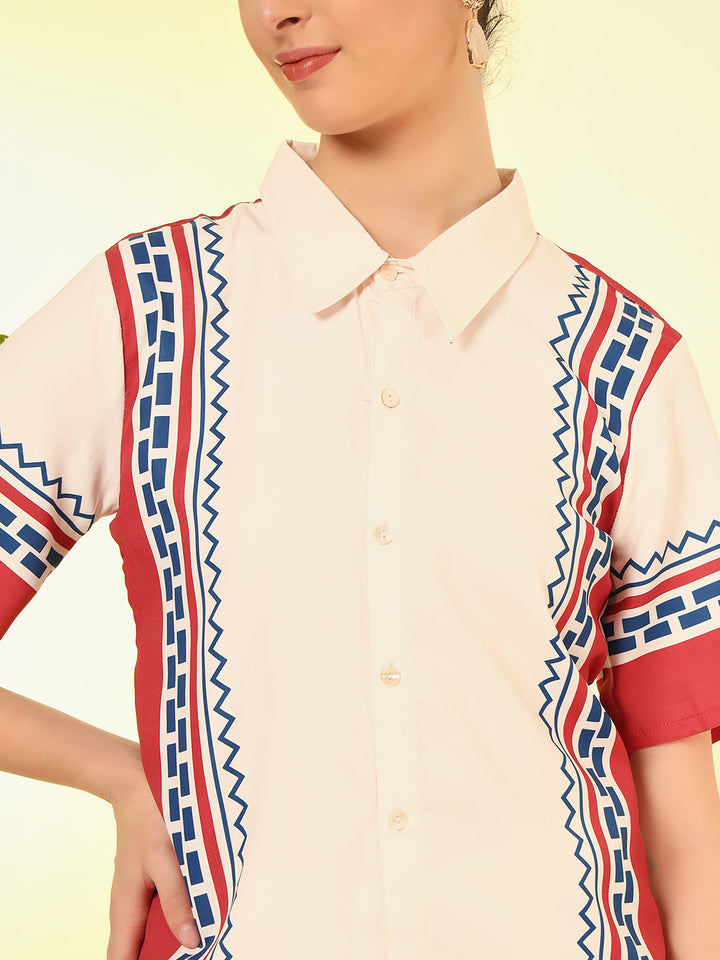 Nehamta Women's Cream Polyester Co-Ord Set