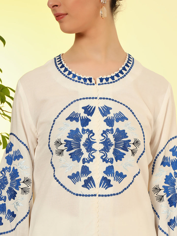 Nehamta Women's White Rayon Co-Ord Set