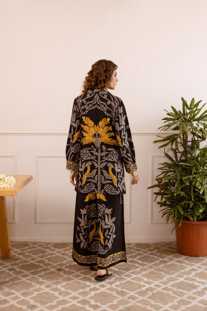 Nehamta Women's Black German Rayon Tunic with Palazzo Co-Ords Set